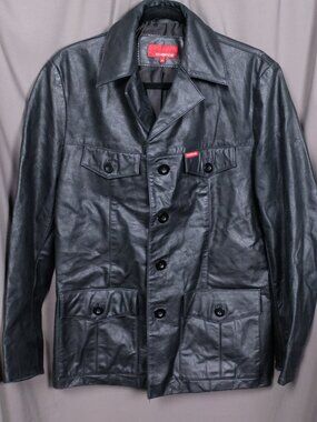 Energie Distressed textured leather car coat 2000's